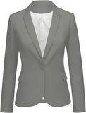 Womens Notched Lapel Pockets Button Work Office Blazer Jacket Suit