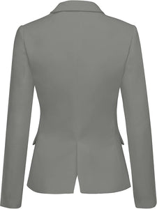 Womens Notched Lapel Pockets Button Work Office Blazer Jacket Suit