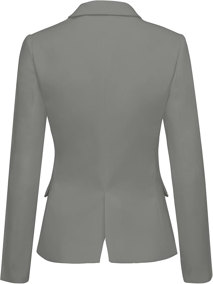 Womens Notched Lapel Pockets Button Work Office Blazer Jacket Suit