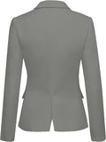 Womens Notched Lapel Pockets Button Work Office Blazer Jacket Suit