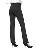 Women Casual Stretchy Pants Work Business Slacks Dress Pants Straight Leg Trousers with Pockets Black