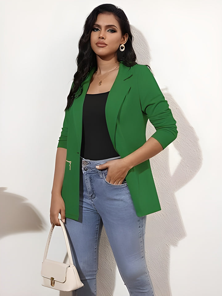 Women's Long Sleeve Blazer Open Front Cardigan Jacket Work Office Blazer with Zipper Pockets S-3XL