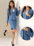2pc Business Collarless Blazer and Formal Pencil Skirt Suit Sets