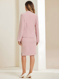 2pc Business Collarless Blazer and Formal Pencil Skirt Suit Sets