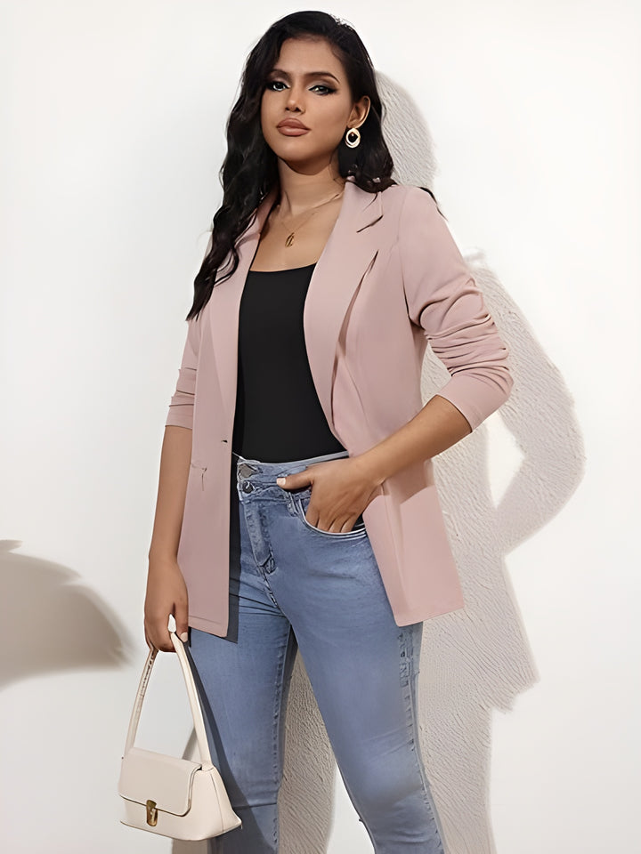 Women's Long Sleeve Blazer Open Front Cardigan Jacket Work Office Blazer with Zipper Pockets S-3XL