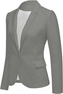 Womens Notched Lapel Pockets Button Work Office Blazer Jacket Suit