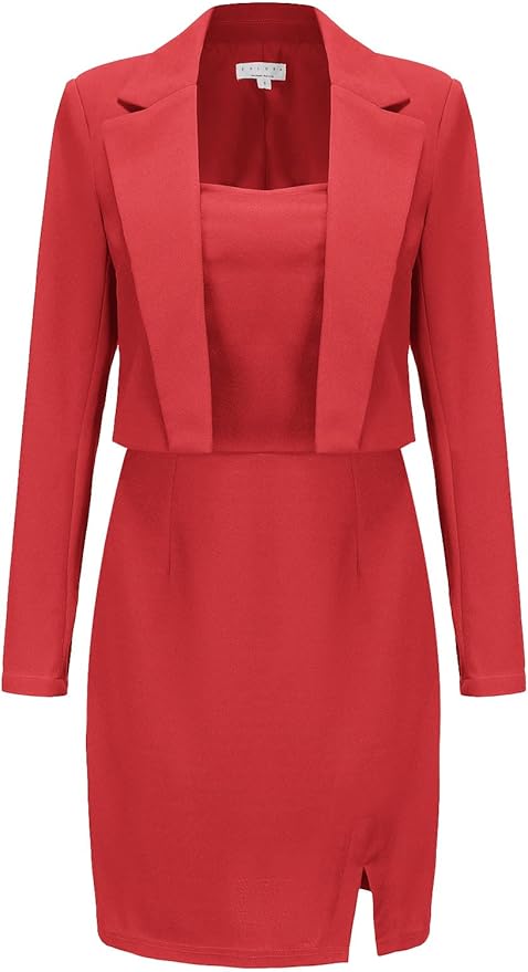 Women's Professional Business Lightweight Blazer Dress Suit Sets 2 Piece Work Office Fashion Outfits