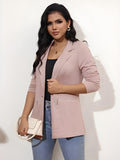 Women's Long Sleeve Blazer Open Front Cardigan Jacket Work Office Blazer with Zipper Pockets S-3XL