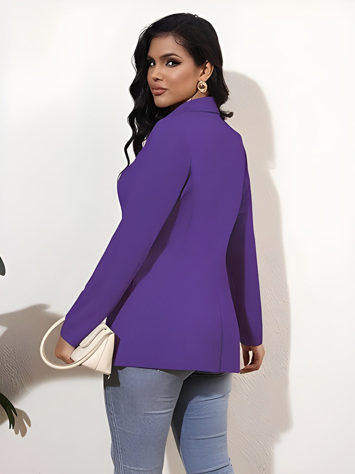 Women's Long Sleeve Blazer Open Front Cardigan Jacket Work Office Blazer with Zipper Pockets S-3XL