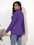 Women's Long Sleeve Blazer Open Front Cardigan Jacket Work Office Blazer with Zipper Pockets S-3XL