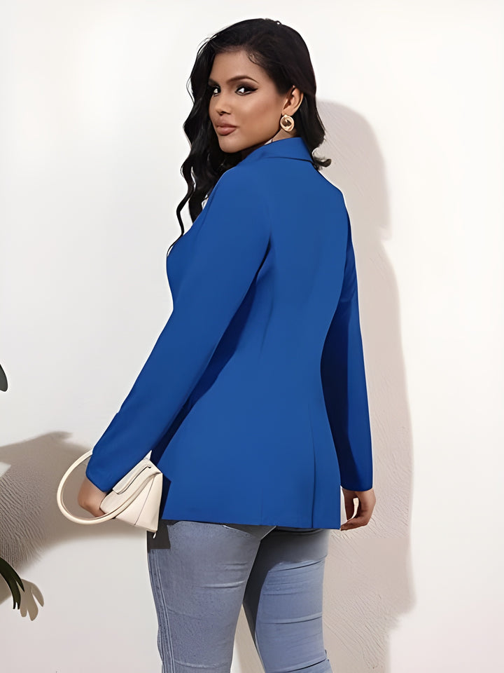 Women's Long Sleeve Blazer Open Front Cardigan Jacket Work Office Blazer with Zipper Pockets S-3XL