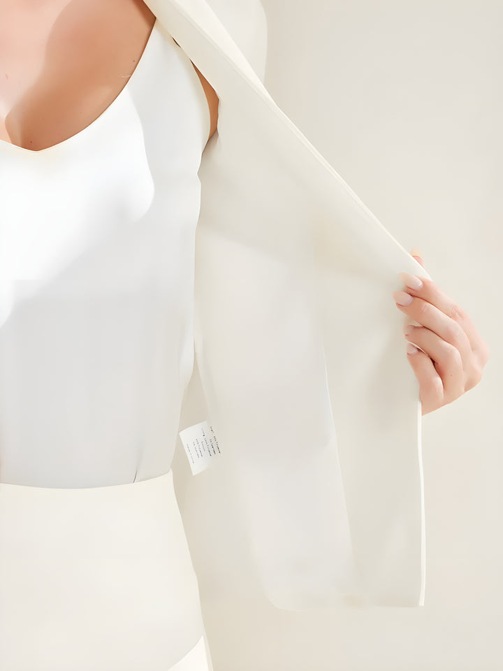 2 Pieces Collarless 3/4 Sleeves Blazer and Pencil Skirt Office Work Business Suit Set