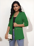 Women's Long Sleeve Blazer Open Front Cardigan Jacket Work Office Blazer with Zipper Pockets S-3XL