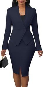 Women's Suits 2 Piece Skirt Set Business Work Outfits Blazer Dress Jacket Pencil Skirts Suit Sets