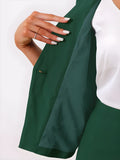 2 Pieces Collarless 3/4 Sleeves Blazer and Pencil Skirt Office Work Business Suit Set