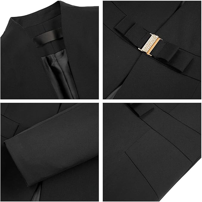 Women's Business Pant Suit Set 2 Piece Slim Fit Blazer Jacket One Button Buckle Closure Lady Work Suit for Office
