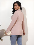 Women's Long Sleeve Blazer Open Front Cardigan Jacket Work Office Blazer with Zipper Pockets S-3XL