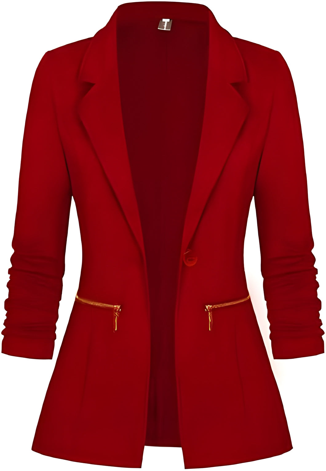 Women's Long Sleeve Blazer Open Front Cardigan Jacket Work Office Blazer with Zipper Pockets S-3XL