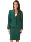 2pc Business Collarless Blazer and Formal Pencil Skirt Suit Sets