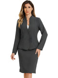 2pc Business Collarless Blazer and Formal Pencil Skirt Suit Sets