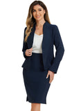2pc Business Collarless Blazer and Formal Pencil Skirt Suit Sets
