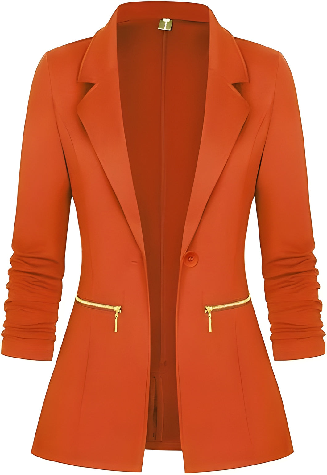 Women's Long Sleeve Blazer Open Front Cardigan Jacket Work Office Blazer with Zipper Pockets S-3XL