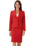 2pc Business Collarless Blazer and Formal Pencil Skirt Suit Sets