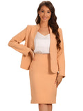 2pc Business Collarless Blazer and Formal Pencil Skirt Suit Sets
