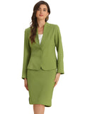 2pc Business Collarless Blazer and Formal Pencil Skirt Suit Sets