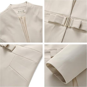 Women's Business Pant Suit Set 2 Piece Slim Fit Blazer Jacket One Button Buckle Closure Lady Work Suit for Office