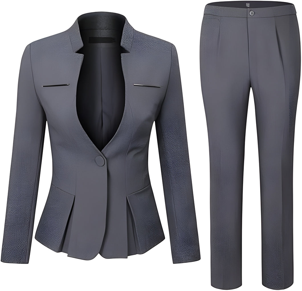 Women's Elegant Business 2 Piece Office Lady Suit Set Work Blazer Pant