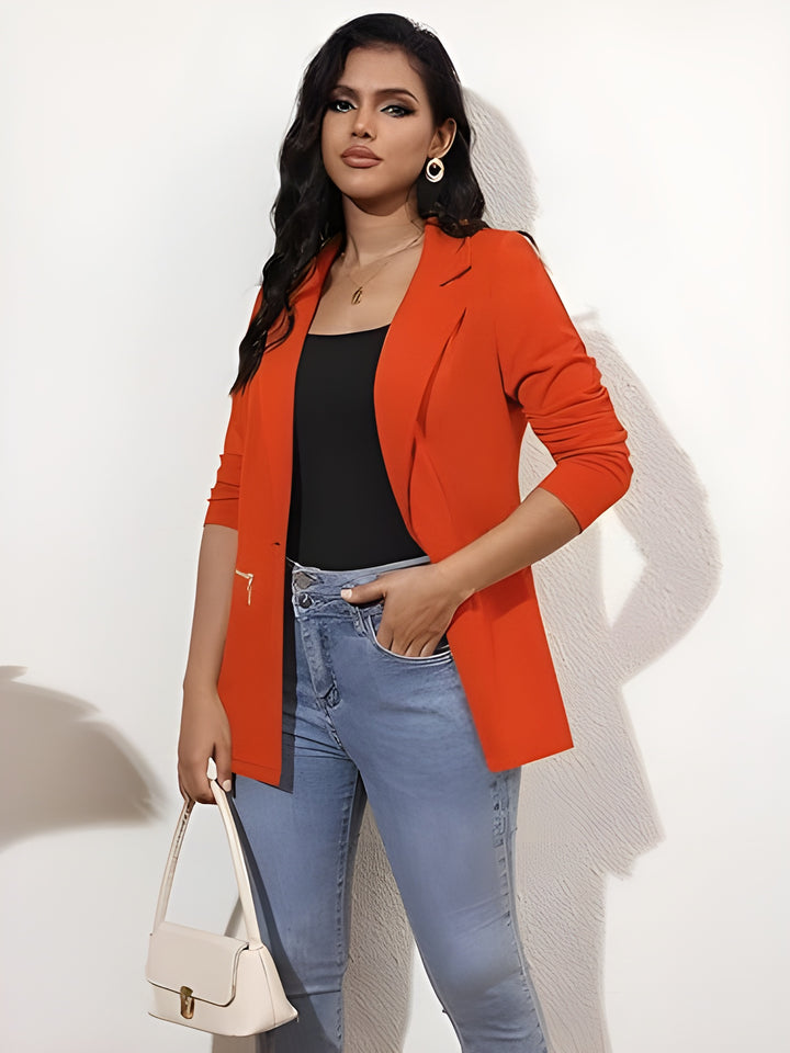 Women's Long Sleeve Blazer Open Front Cardigan Jacket Work Office Blazer with Zipper Pockets S-3XL
