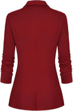 Women's Long Sleeve Blazer Open Front Cardigan Jacket Work Office Blazer with Zipper Pockets S-3XL