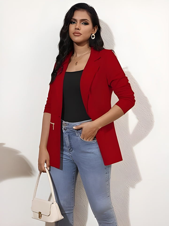 Women's Long Sleeve Blazer Open Front Cardigan Jacket Work Office Blazer with Zipper Pockets S-3XL