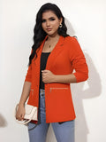 Women's Long Sleeve Blazer Open Front Cardigan Jacket Work Office Blazer with Zipper Pockets S-3XL