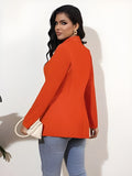 Women's Long Sleeve Blazer Open Front Cardigan Jacket Work Office Blazer with Zipper Pockets S-3XL