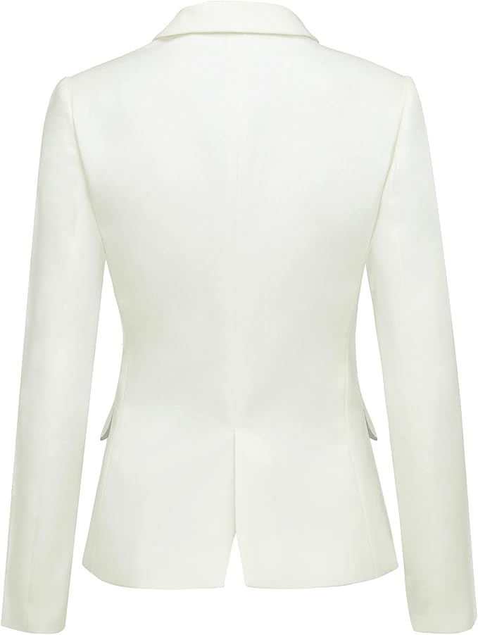 Womens Notched Lapel Pockets Button Work Office Blazer Jacket Suit
