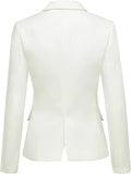 Womens Notched Lapel Pockets Button Work Office Blazer Jacket Suit