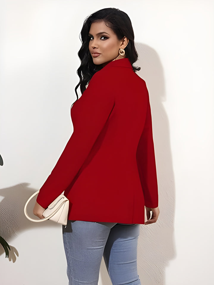 Women's Long Sleeve Blazer Open Front Cardigan Jacket Work Office Blazer with Zipper Pockets S-3XL
