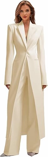 Business Women's Suit Luxury Office Work Tuxedos Street Shot 2 Pieces Long Blazer Pants Slim Fit Jacket Trousers