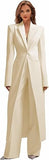 Business Women's Suit Luxury Office Work Tuxedos Street Shot 2 Pieces Long Blazer Pants Slim Fit Jacket Trousers