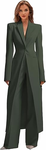Business Women's Suit Luxury Office Work Tuxedos Street Shot 2 Pieces Long Blazer Pants Slim Fit Jacket Trousers