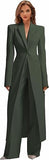 Business Women's Suit Luxury Office Work Tuxedos Street Shot 2 Pieces Long Blazer Pants Slim Fit Jacket Trousers