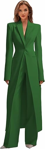 Business Women's Suit Luxury Office Work Tuxedos Street Shot 2 Pieces Long Blazer Pants Slim Fit Jacket Trousers