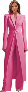 Business Women's Suit Luxury Office Work Tuxedos Street Shot 2 Pieces Long Blazer Pants Slim Fit Jacket Trousers