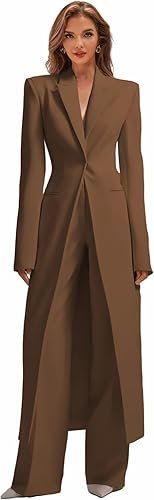 Business Women's Suit Luxury Office Work Tuxedos Street Shot 2 Pieces Long Blazer Pants Slim Fit Jacket Trousers
