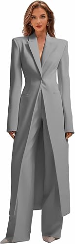 Business Women's Suit Luxury Office Work Tuxedos Street Shot 2 Pieces Long Blazer Pants Slim Fit Jacket Trousers