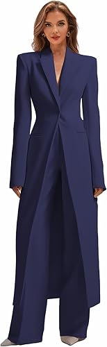 Business Women's Suit Luxury Office Work Tuxedos Street Shot 2 Pieces Long Blazer Pants Slim Fit Jacket Trousers