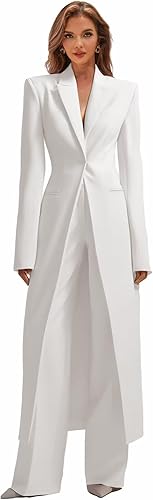 Business Women's Suit Luxury Office Work Tuxedos Street Shot 2 Pieces Long Blazer Pants Slim Fit Jacket Trousers