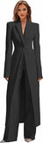 Business Women's Suit Luxury Office Work Tuxedos Street Shot 2 Pieces Long Blazer Pants Slim Fit Jacket Trousers